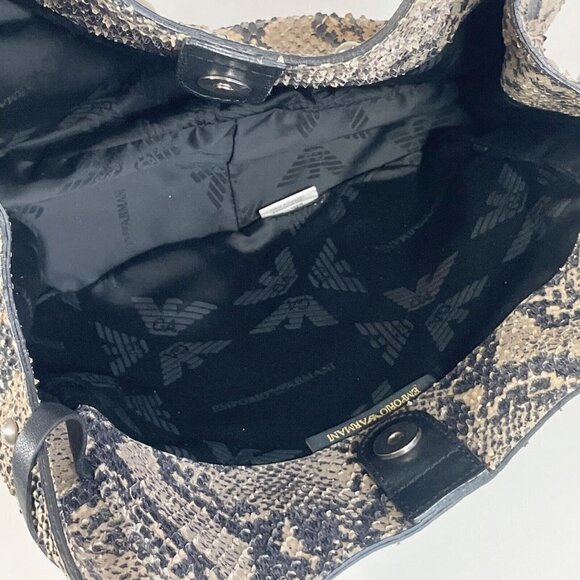 Emporio Armani Womens Calfskin Leather Python Handbag L with Coin Purse Wallet - Picture 4 of 11